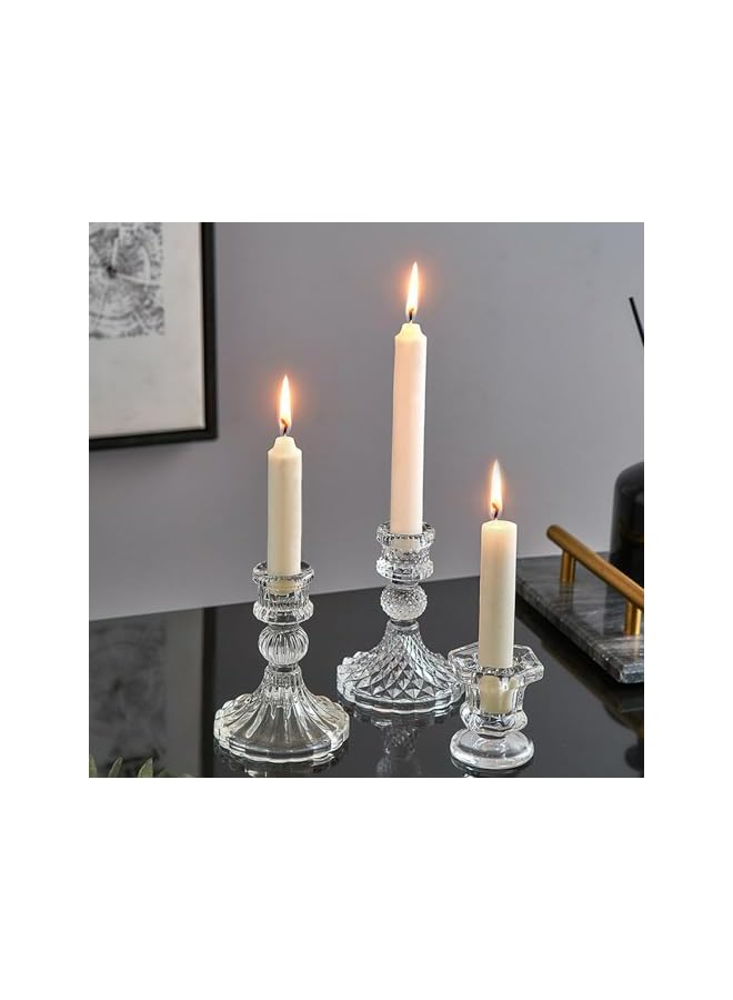 The Bros Glass Taper Candle Holder, Candlestick Stand, Crystal Clear Candlestick, Birthday Candle Holder, Glass Candle Centerpiece Set, for 2.2-2.4Cm Diameter Pole Candle, Wedding Festival Party Decor 6Pcs - Image 4