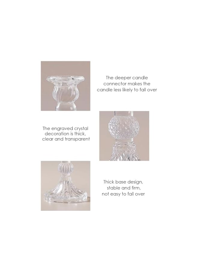 The Bros Glass Taper Candle Holder, Candlestick Stand, Crystal Clear Candlestick, Birthday Candle Holder, Glass Candle Centerpiece Set, for 2.2-2.4Cm Diameter Pole Candle, Wedding Festival Party Decor 6Pcs - Image 3