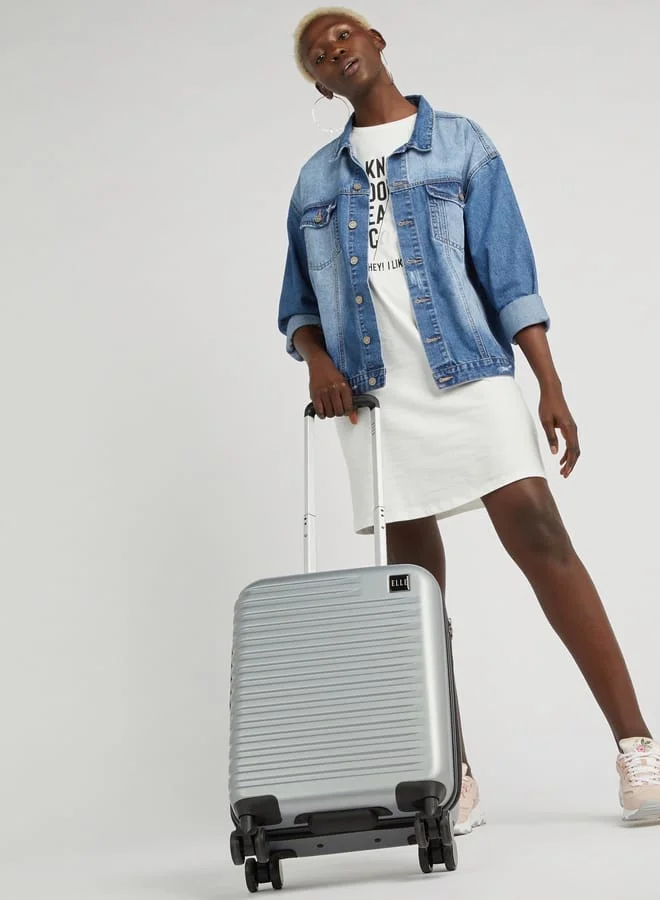 ELLE SILVER Textured Hardcase Trolley Bag with Retractable Handle