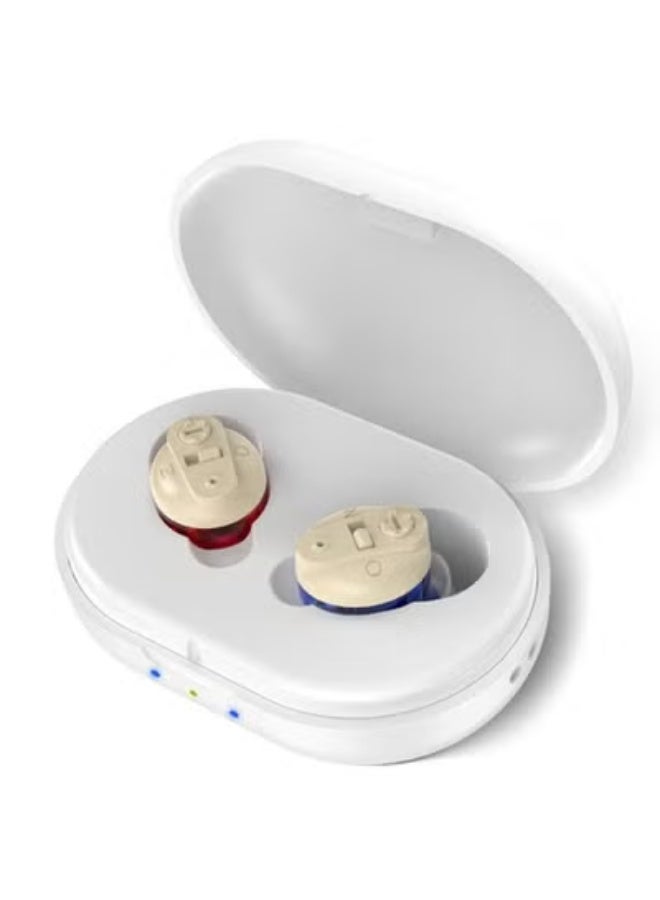 سماعة طبية للأذن، سماعة سمعية صغيرة غير مرئية داخل الأذن قابلة لإعادة الشحن لضعف السمع، مزودة بتقنية تقليل الضوضاء، تحكم رقمي في مستوى الصوت، تصميم محمول - Image 1