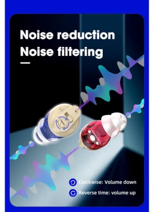 سماعة طبية للأذن، سماعة سمعية صغيرة غير مرئية داخل الأذن قابلة لإعادة الشحن لضعف السمع، مزودة بتقنية تقليل الضوضاء، تحكم رقمي في مستوى الصوت، تصميم محمول - Image 5