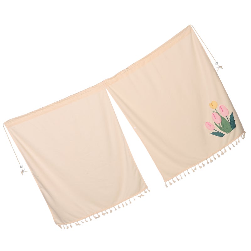 2pcs Car Divider Curtain Car Privacy Curtain Pattern Backseat Blackout Curtain For Car Camping Travel And Breaks For Most Cars Beige - Image 3