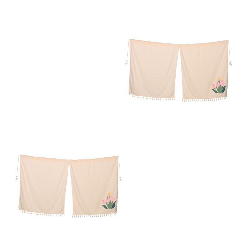 2pcs Car Divider Curtain Car Privacy Curtain Pattern Backseat Blackout Curtain For Car Camping Travel And Breaks For Most Cars Beige - Image 1