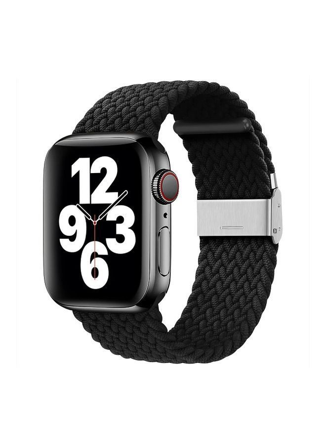 NIBEMINENT Nylon Solo Loop Strap Compatible with Apple Watch 44/42mm SE /Series 7/6/5/4/3/2/1 Black - Image 1