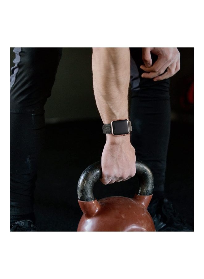 NIBEMINENT Nylon Solo Loop Strap Compatible with Apple Watch 44/42mm SE /Series 7/6/5/4/3/2/1 Black - Image 4