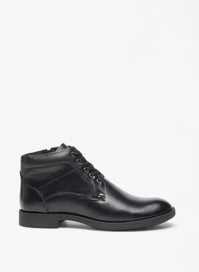 LBL Men Solid Chukka Boots with Zip Closure