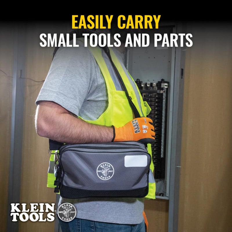 Klein Tools Tool Pouch, Dual Compartments, Heavy-Duty Tool Bag Organizer, Multipurpose Bag - Image 4