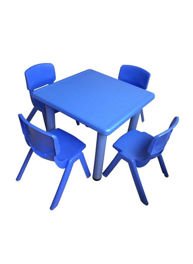 JSAITOYS 5 Pieces Plastic Furniture Blue Square Table And Chair Set For School Children - Image 5