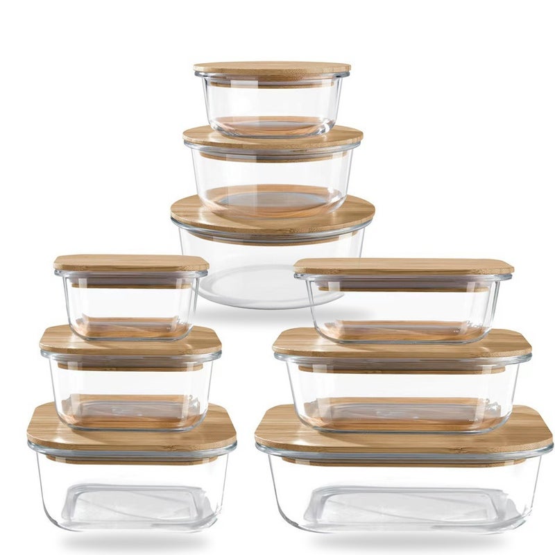 Glass Soup Bowl Household Sealed Rectangular Microwave Heating Special Bowl for Office workers Adult Lunch Box with Lid for Fresh Keeping Transparent 