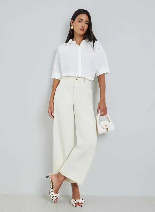 Styli White Ruffled Puff Sleeve Shirt