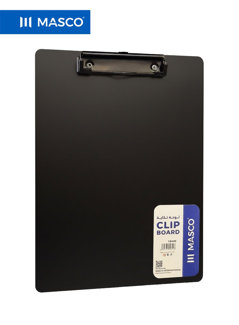 A4 Wooden Clip Board with Strong Metal Clip, Black