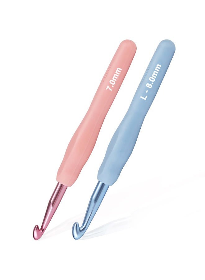 YOJOB 2Pack Size 7.0mm, L / 8.0mm Crochet Hooks, Super Smooth & Ergonomic for Beginner and Advanced (7.0mm, 8.0mm) - Image 1
