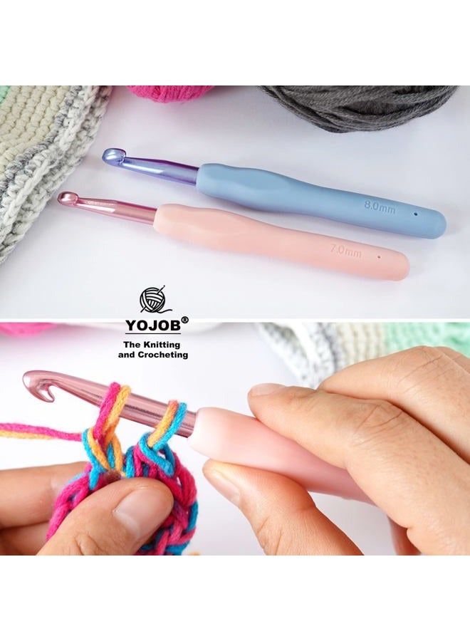 YOJOB 2Pack Size 7.0mm, L / 8.0mm Crochet Hooks, Super Smooth & Ergonomic for Beginner and Advanced (7.0mm, 8.0mm) - Image 4