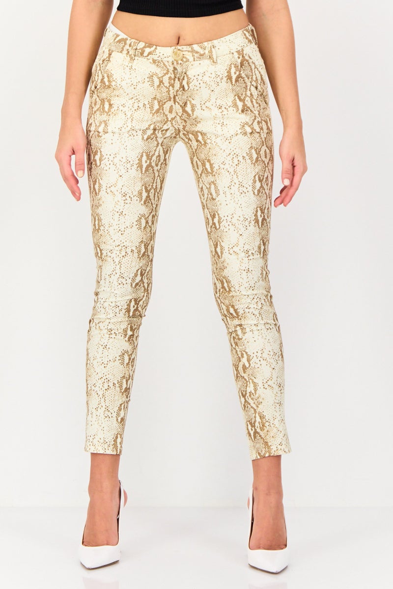 Reiko Women Regular Fit Animal Print Straight Leg Pants, Multicolor - Image 1