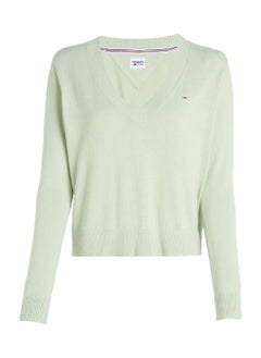 Women's V-Neck Logo Sweater, Green - pzsku/ZBDDE11175E430E123931Z/45/_/1723737361/d32a8095-59ea-40c0-9ca2-547cad59719c