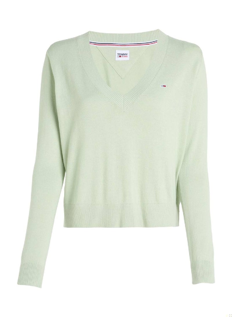 TOMMY JEANS V-Neck Logo Sweater - Image 2