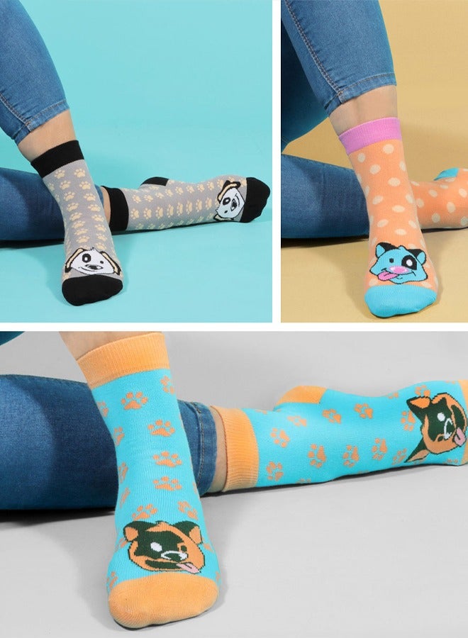 بيج ديزاين 5 أزواج من الجوارب النسائية بتصميم كلاب - Image 4