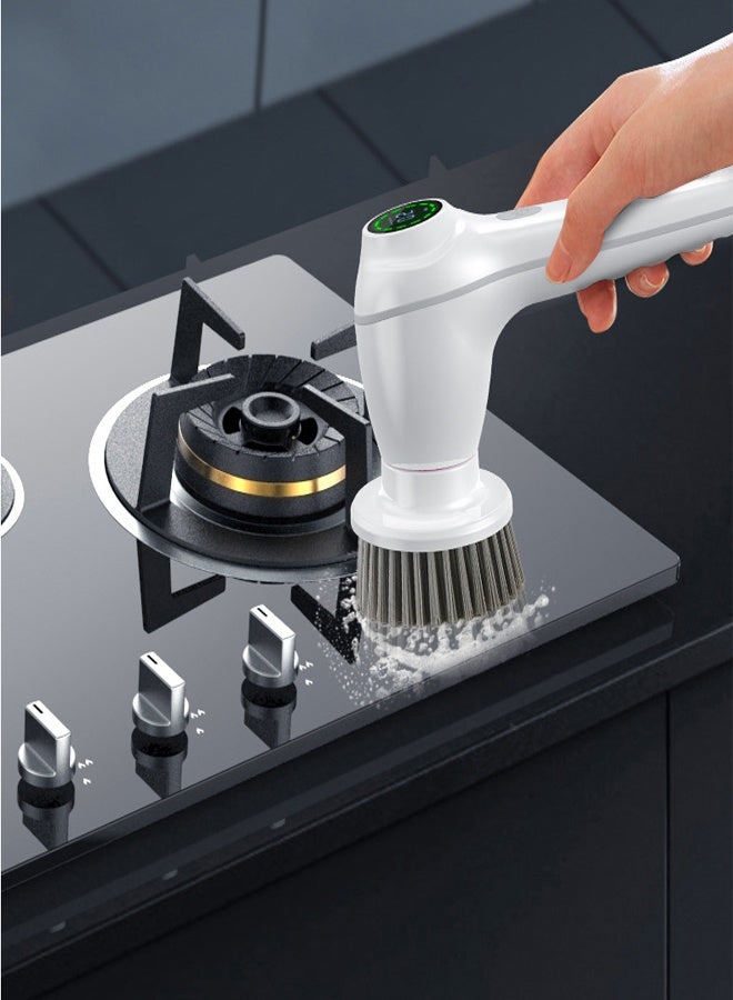 Handheld Electric Dish Brush with 6 Replaceable Heads IPX7 Waterproof Long Battery Life for Kitchen Cleaning - Image 4