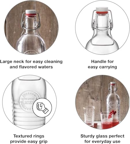 Bormioli Rocco Officina Water Bottle | 37.25 oz, Italian Glass Pitcher | Airtight Seal & Metal Clamp | Easy To Carry Handle, Dishwasher Safe & Eco-Friendly | Safe For Infused & Carbonated Drinks - Image 4