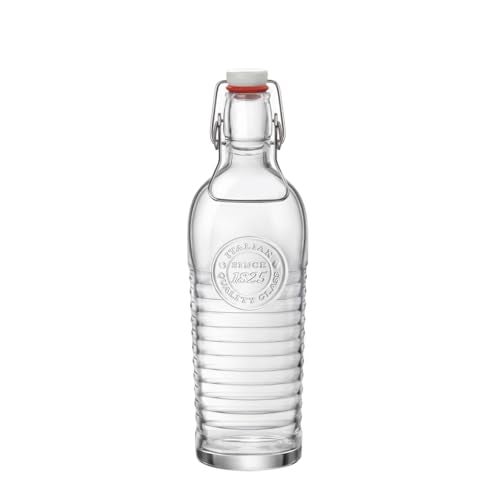 Bormioli Rocco Officina Water Bottle | 37.25 oz, Italian Glass Pitcher | Airtight Seal & Metal Clamp | Easy To Carry Handle, Dishwasher Safe & Eco-Friendly | Safe For Infused & Carbonated Drinks - Image 1