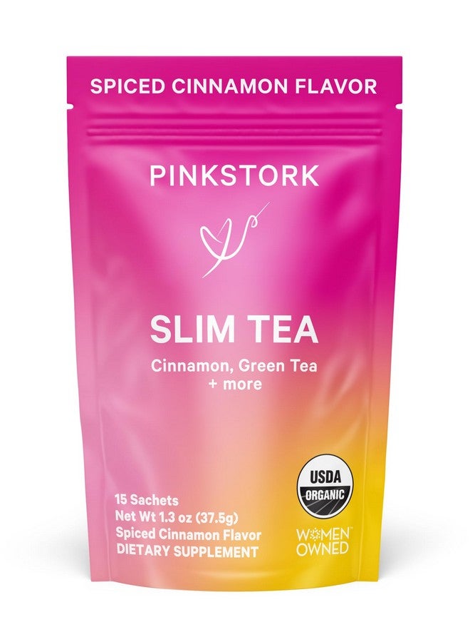 Pink Stork Organic Slim Tea - Dandelion Root, Green Tea, Ginger and Hibiscus for Detox, Bloating Relief, Metabolism Support, and Energy - Approximately 35 mg Caffeine - 15 Sachets - Image 1