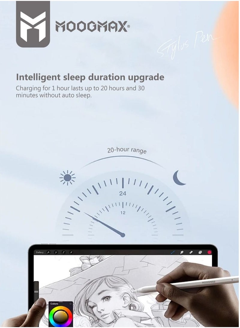 MOOGMAX - IPad electronic stylus pen supports palm Rejection and pressure sensor, supports wireless charging from iPad, equipped with a protection system for the iPad screen, and a working time of up to 11 hours, compatible with iPad devices only - Image 1