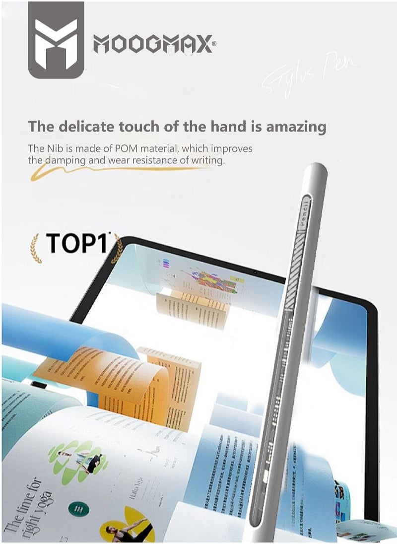 MOOGMAX - IPad electronic stylus pen supports palm Rejection and pressure sensor, supports wireless charging from iPad, equipped with a protection system for the iPad screen, and a working time of up to 11 hours, compatible with iPad devices only - Image 1