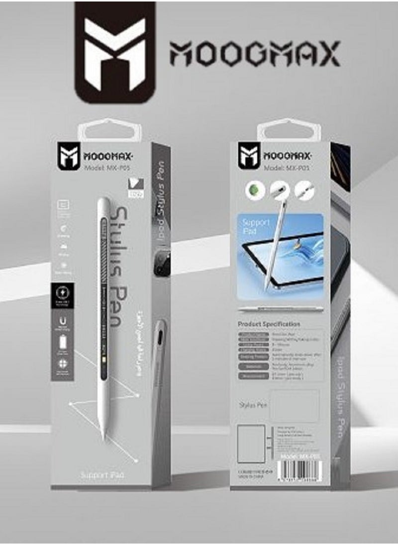 MOOGMAX - IPad electronic stylus pen supports palm Rejection and pressure sensor, supports wireless charging from iPad, equipped with a protection system for the iPad screen, and a working time of up to 11 hours, compatible with iPad devices only - Image 1