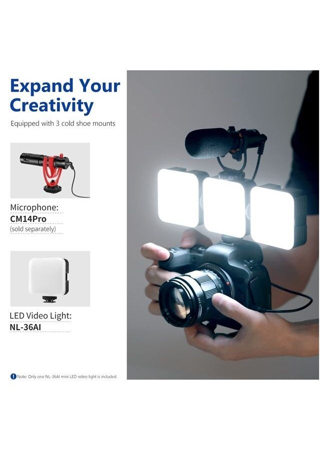 Neewer - NEEWER LED Video Light, Portable Bi-Color 3200K~5600K Dimmable Camera Soft Lights with 3 Cold Shoes, CRI 97+, 8 Scene Modes, 2000mAh Rechargeable Battery for Gaming/YouTube/Vlog/Photography - NL-36AI - Image 1