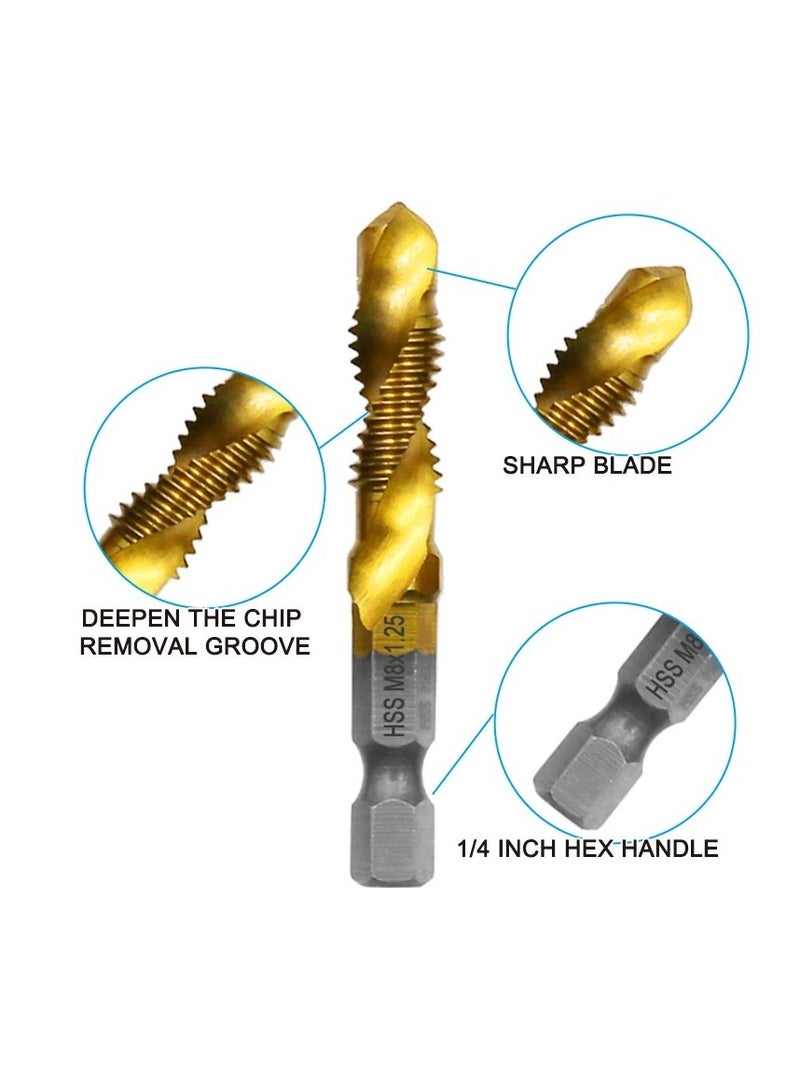 AROAQ 6 قطع أدوات الحفر والبراغي المتكاملة من فولاذ عالي السرعة 4341 مطلية بالتيتانيوم، مجموعة أدوات فك وتخريج - Image 2