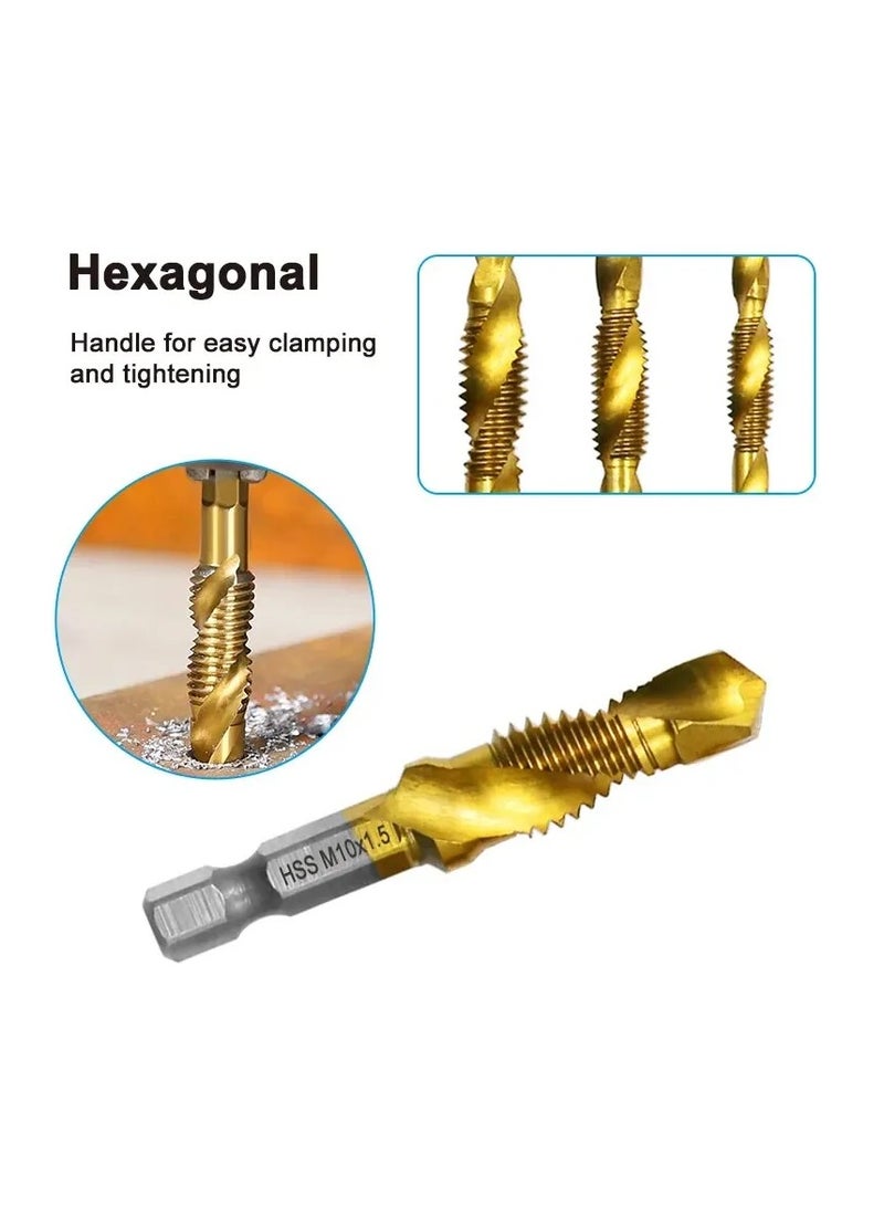 AROAQ 6 قطع أدوات الحفر والبراغي المتكاملة من فولاذ عالي السرعة 4341 مطلية بالتيتانيوم، مجموعة أدوات فك وتخريج - Image 3