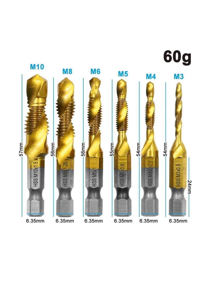 AROAQ 6 قطع أدوات الحفر والبراغي المتكاملة من فولاذ عالي السرعة 4341 مطلية بالتيتانيوم، مجموعة أدوات فك وتخريج - Image 5