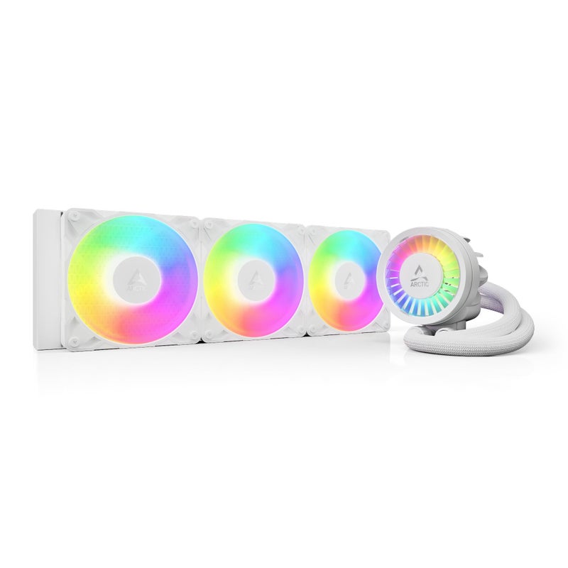 ARCTIC Liquid Freezer III Pro 360 A-RGB (White) - AIO CPU Cooler, 3 x 120 mm Water Cooling, 38 mm Radiator, PWM Pump, VRM Fan, AMD AM5/AM4, Intel LGA1851/1700 Contact Frame - White - Image 1