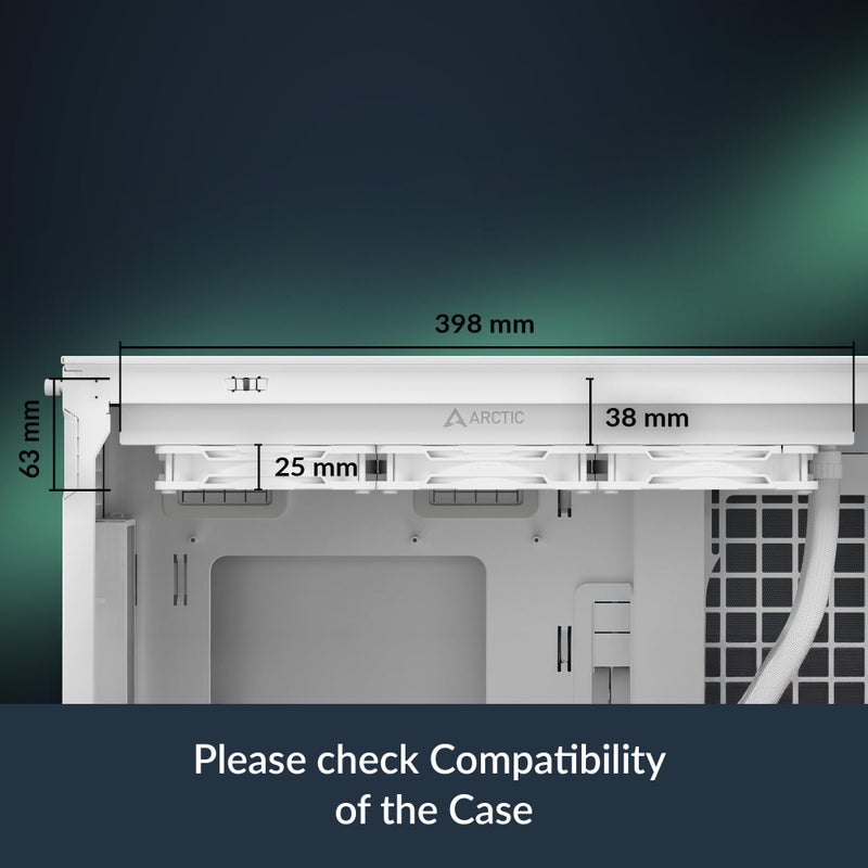ARCTIC Liquid Freezer III Pro 360 A-RGB (White) - AIO CPU Cooler, 3 x 120 mm Water Cooling, 38 mm Radiator, PWM Pump, VRM Fan, AMD AM5/AM4, Intel LGA1851/1700 Contact Frame - White - Image 2
