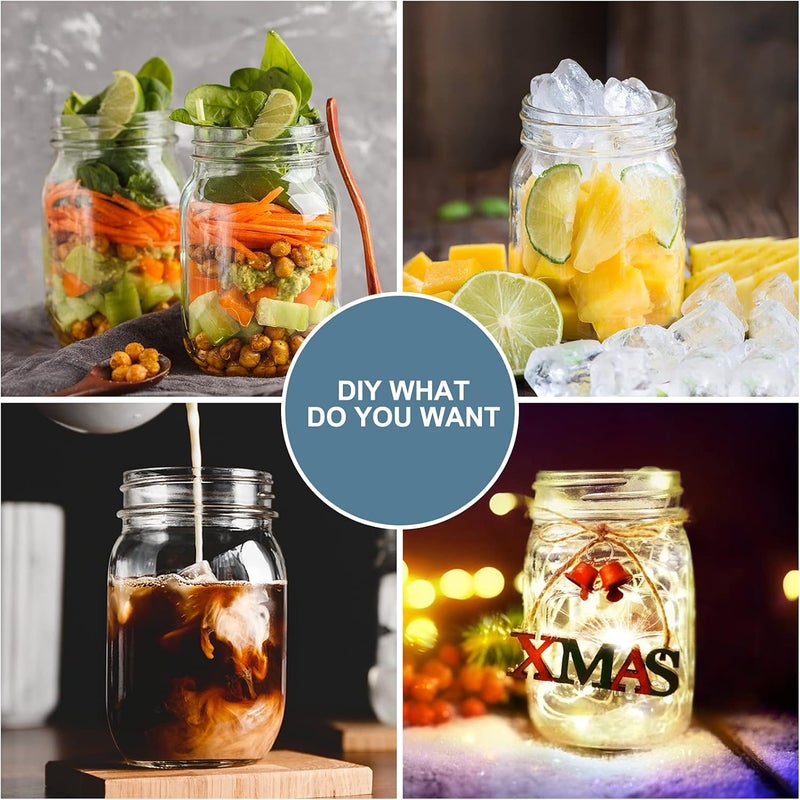 CycleMore 20 Pcs 12oz Glass Mason Jars With Silver Separable Lids, 350ml Round Canning Jars for Honey, Jam, Herb, Wedding Favor, Kitchen Storage Wide Mouth Bottles for Crafts, Meal Prep - Image 5