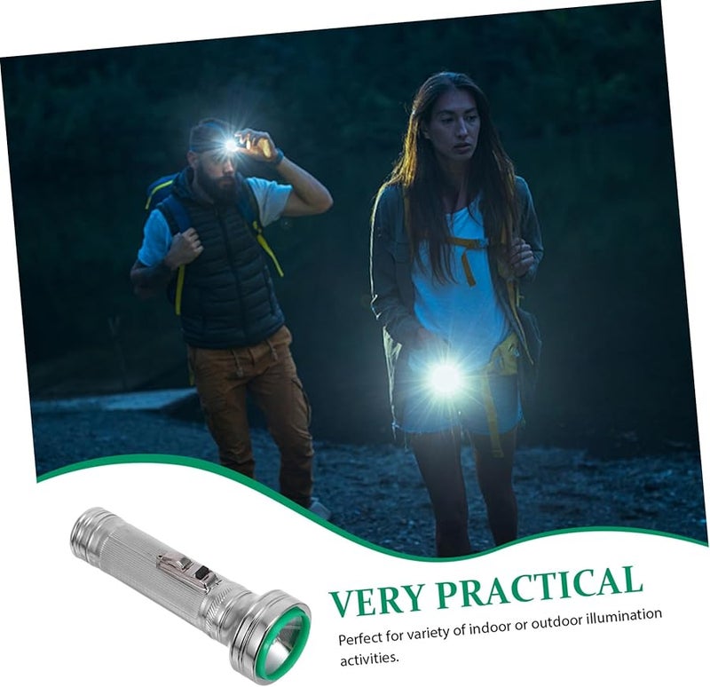 مصباح يدوي قديم بأسلوب ريترو، يعمل بتقنية LED، محمول باللون الفضي، مستوحى من تصميمات الثمانينيات، مثالي للتخييم. - Image 3