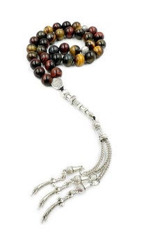 REBUY REBUY Islamic Prayer Beads Tasbih Natural Tiger Eye Stone Misbaha Tasbeeh 33 Beads Tasbih Gift for Unisex, Tri Color Tiger Eye Stone  - Image 3