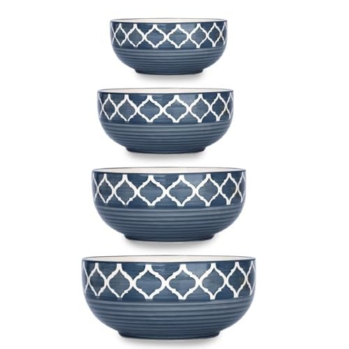 SEPARATE WAY Ceramic Bowls | Flat Deep Serving Bowl Set of 4 – 1000ml, 750ml, 500ml, 350ml | Glossy Gray Finish | Ideal for Pasta, Salad, Snacks & More | Multipurpose Serving Bowl Ceramic Set - Image 1
