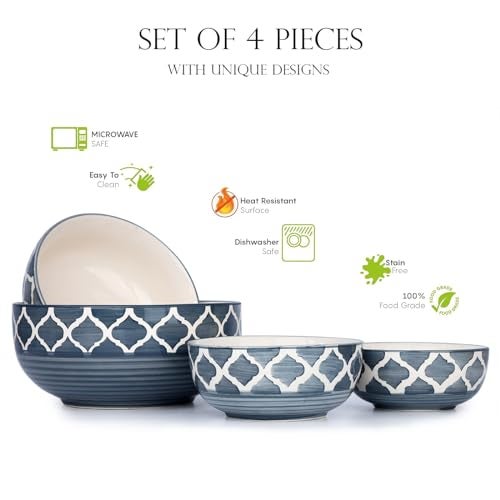 SEPARATE WAY Ceramic Bowls | Flat Deep Serving Bowl Set of 4 – 1000ml, 750ml, 500ml, 350ml | Glossy Gray Finish | Ideal for Pasta, Salad, Snacks & More | Multipurpose Serving Bowl Ceramic Set - Image 5