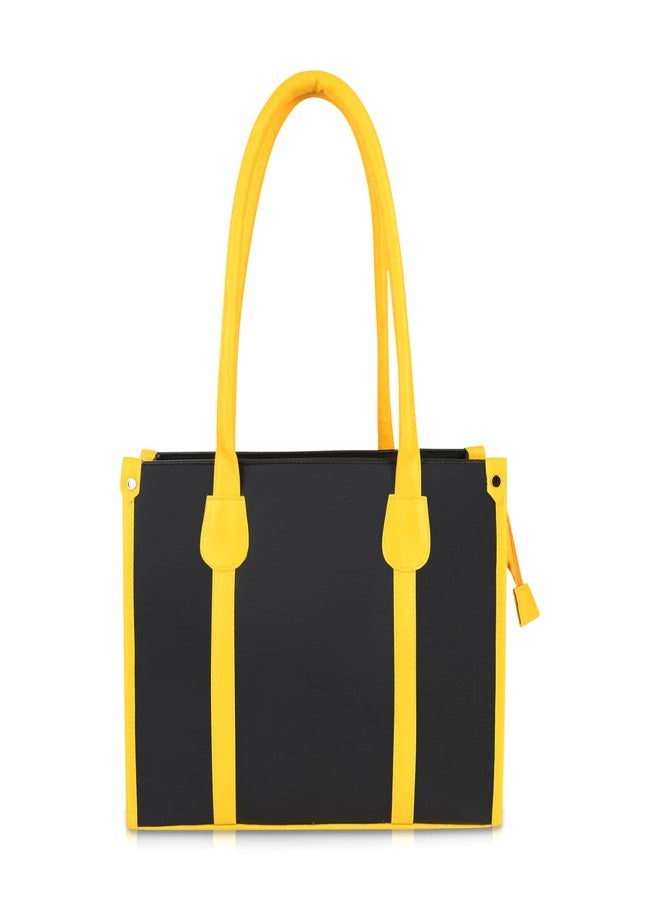 MUCHOVA Purse for Women, PU Leather Tote Bag & Handbags, Satchel Crossbody Shoulder Top Handle Bags With Zipper (Yellow & Black) - Image 1