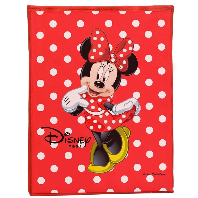 Kuber Industries Disney Team Minnie Print Non Woven Fabric Foldable Laundry Basket, Toy Storage Basket, Cloth Storage Basket with Lid & Handles (Set of 2, Red & Royal Blue)-KUBMART1225 - Image 2