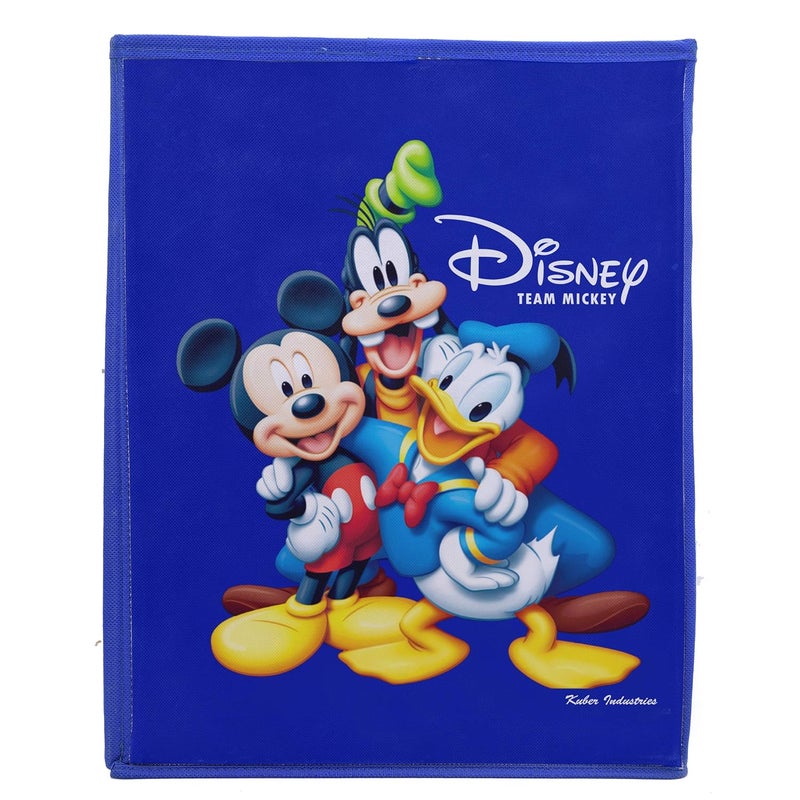 Kuber Industries Disney Team Minnie Print Non Woven Fabric Foldable Laundry Basket, Toy Storage Basket, Cloth Storage Basket with Lid & Handles (Set of 2, Red & Royal Blue)-KUBMART1225 - Image 4