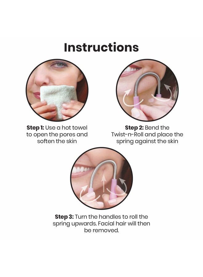 Lindo Twist-N-Roll Tweezer - Spring Facial Hair Removal Tool, Natural Threading, Stainless Steel, Remove Unwanted Hair on Upper Lip, Chin, Cheek, and Neck, Travel Pouches Included (2 Pack) - Image 5