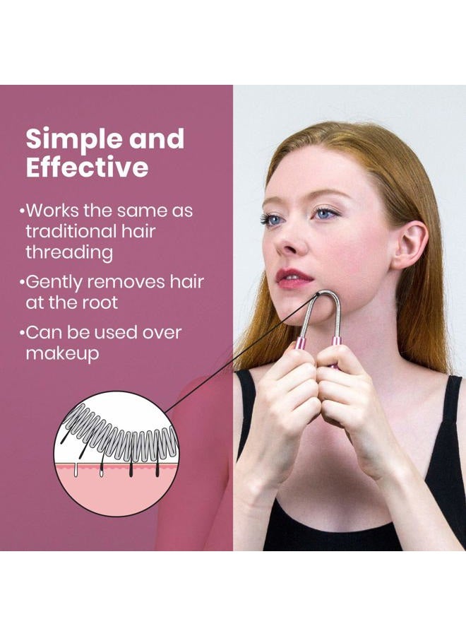 Lindo Twist-N-Roll Tweezer - Spring Facial Hair Removal Tool, Natural Threading, Stainless Steel, Remove Unwanted Hair on Upper Lip, Chin, Cheek, and Neck, Travel Pouches Included (2 Pack) - Image 2