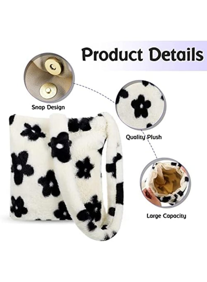 Luckam Plush Shoulder Bag, Fluffy Bags, Women Ladies Tote Bag, Fluffy Shoulder Bag, White Furry Purse Handbag for Autumn and Winter - Image 4