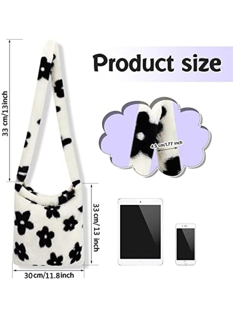 Luckam Plush Shoulder Bag, Fluffy Bags, Women Ladies Tote Bag, Fluffy Shoulder Bag, White Furry Purse Handbag for Autumn and Winter - Image 2