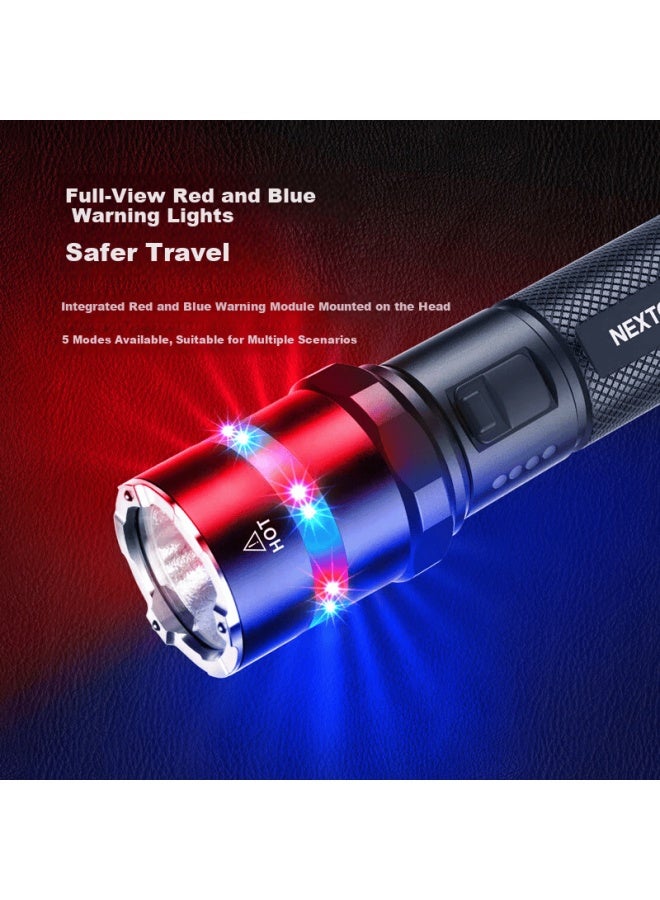 Nextorch P84 Red Blue Flash Multi-source Duty Tactical Flashlight Vehicle Emergency Self-defense High Brightness Flashlight With Window Breaker - Image 2