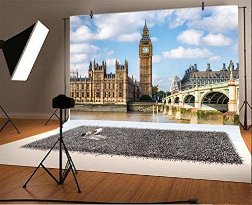 Leyiyi 7x5ft Photography Background Big Ben Backdrop England Parliament House Westminster Bridge London Travel Landmark European Wedding Sky Cloud River Photo Portrait Vinyl Studio Video Prop - Image 3