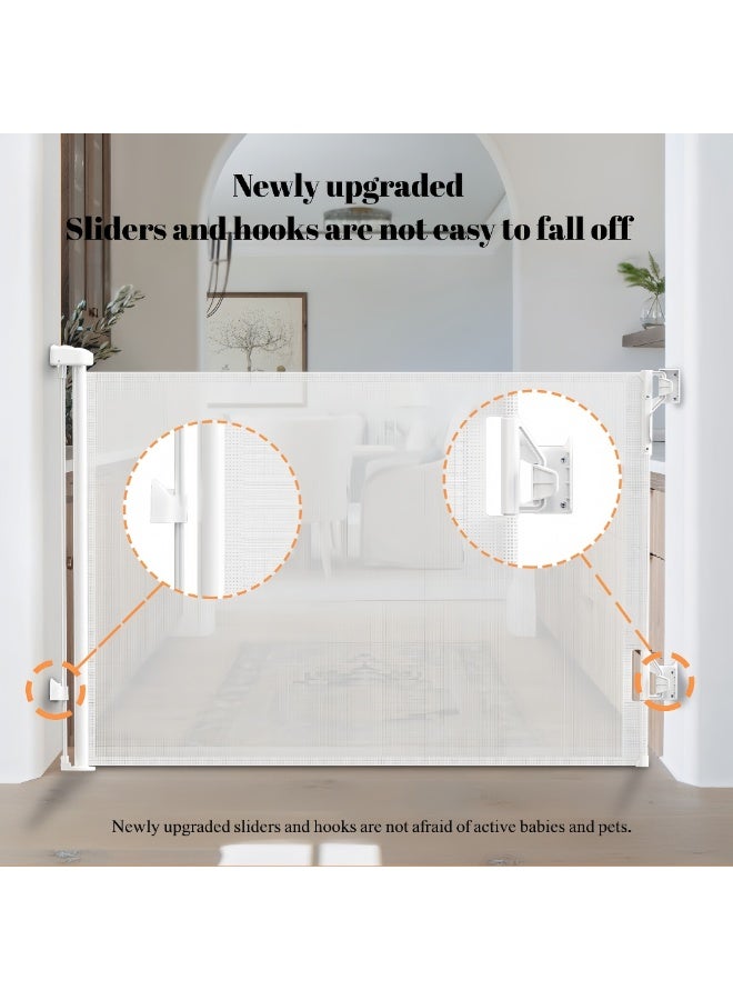 ماكدو بوابة أمان للطفل، بوابة شبكية قابلة للسحب للسلالم والمداخل - عريضة للغاية (140 × 86 سم)، عرض قابل للتعديل، حاجز متين مقاوم للحيوانات الأليفة والأطفال للاستخدام المنزلي والداخلي والخارجي (أبيض) - Image 4