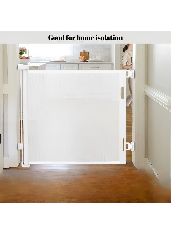 ماكدو بوابة أمان للطفل، بوابة شبكية قابلة للسحب للسلالم والمداخل - عريضة للغاية (140 × 86 سم)، عرض قابل للتعديل، حاجز متين مقاوم للحيوانات الأليفة والأطفال للاستخدام المنزلي والداخلي والخارجي (أبيض) - Image 3